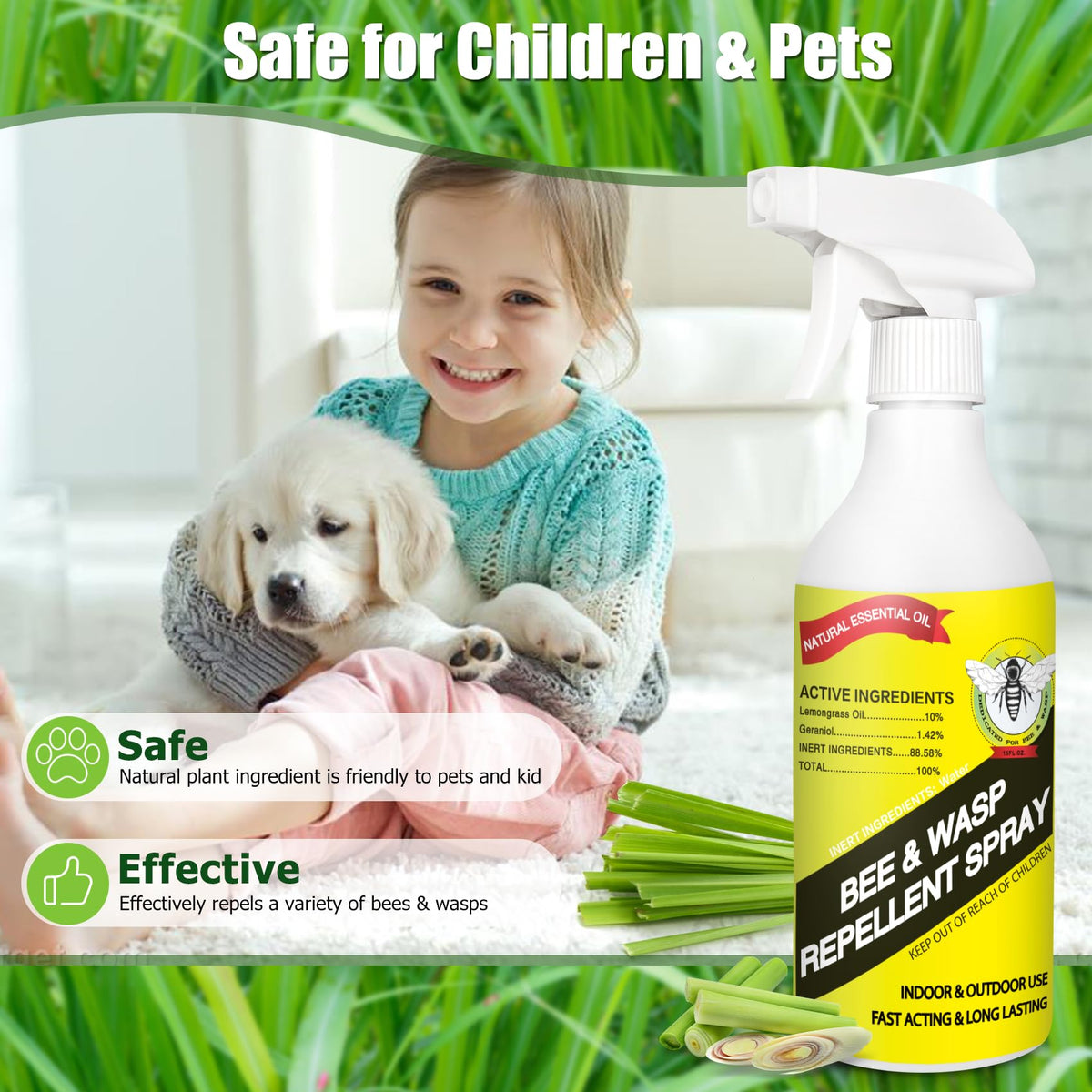Eglagen safe-scenario illustration for kids and pets around spray