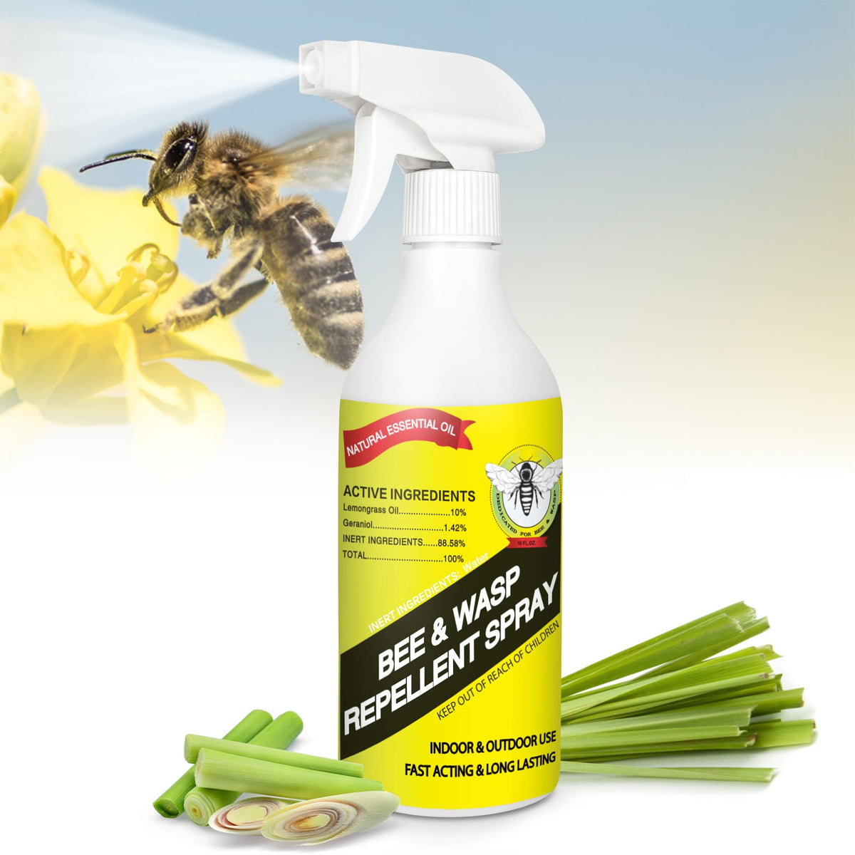 Eglagen Wasp Bee Repellent Outdoor Spray bottle ready for patio protection
