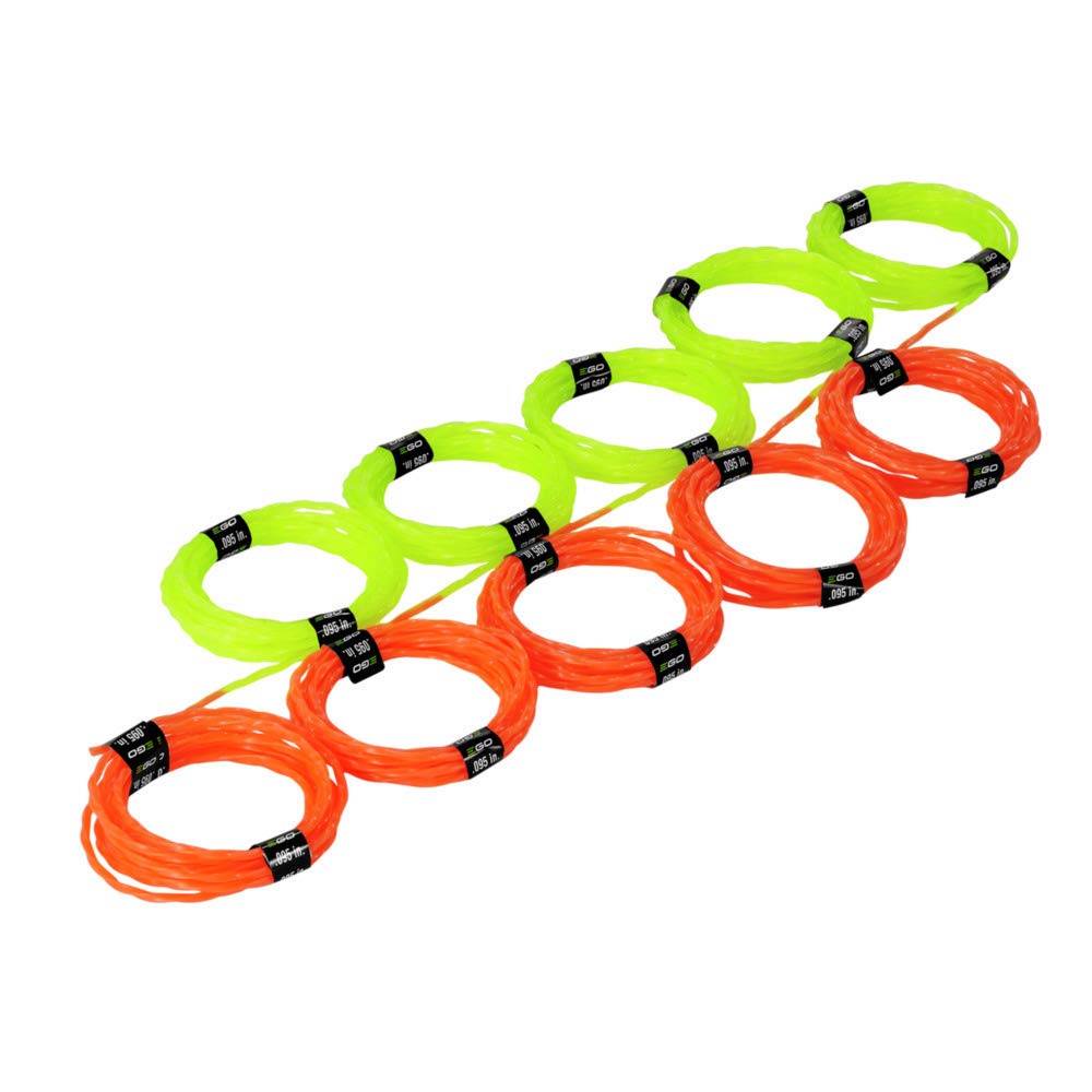 EGO Power+ 0.095-inch dual-color trimmer line; visible center aid for easy loading and precise cuts.