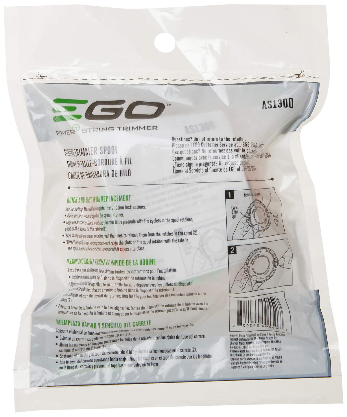 EGO Power+ AS1300 spool line winding demonstration.