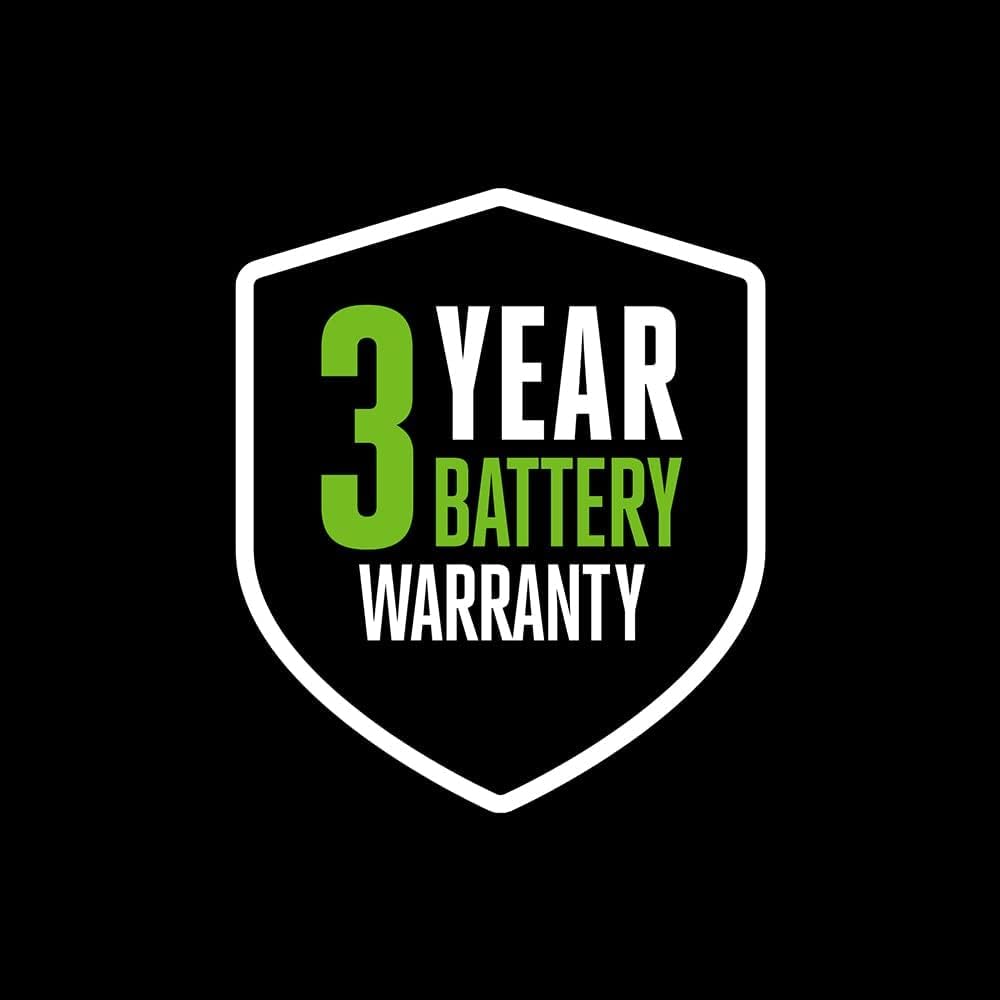 Shock-resistant EGO Power+ battery protects against drops and the elements.