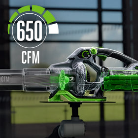 EGO Power+ LB6500 runs up to 90 minutes with a 56V 5.0Ah ARC Lithium battery.