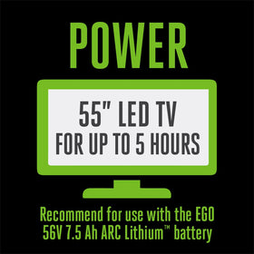 EGO Power+ inverter carrying handle enables easy transport.
