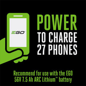 EGO Power+ inverter with USB-A port for additional devices while traveling.