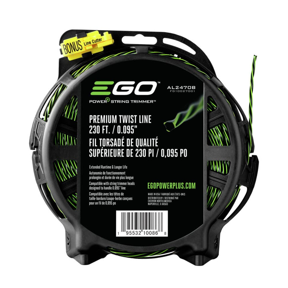 EGO Power+ Premium Twist Line spool showing extended runtime for large yards