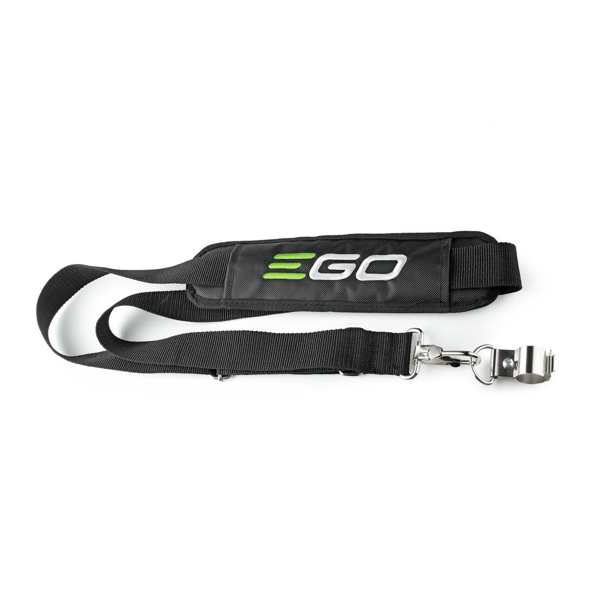 EGO Power+ shoulder strap on a string trimmer for extended use, enhancing comfort.