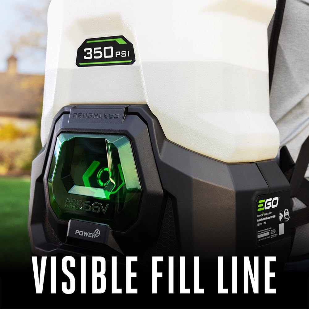 EGO Power+ BSP3500 translucent 4-gallon tank keeps you aware of remaining liquid.