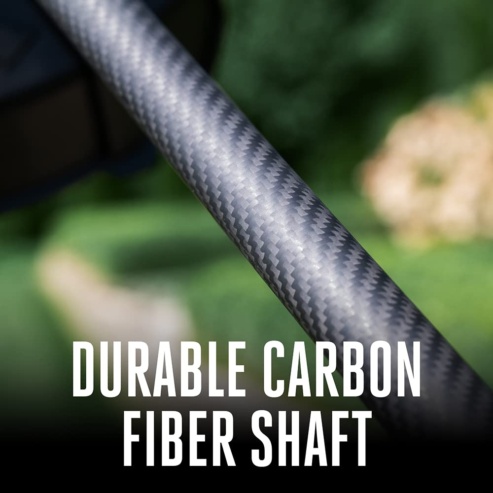 Close-up of carbon fiber shaft highlights lightweight durability for extended pruning.