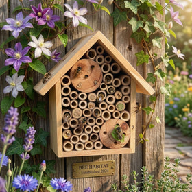 EGREE bee hotel roof shields nests from rain.
