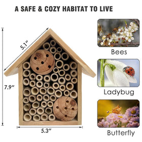 Close-up of bamboo tubes inside the EGREE bee hotel for nesting variety.