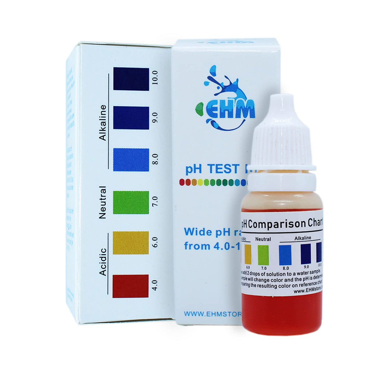 EHM alkaline water test kit package for reliable pH checks.