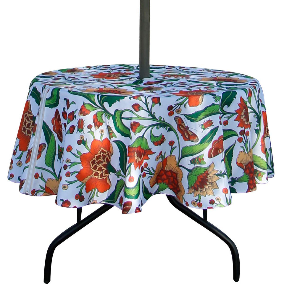 ehousehome round tablecloth with umbrella hole and zipper enables quick setup
