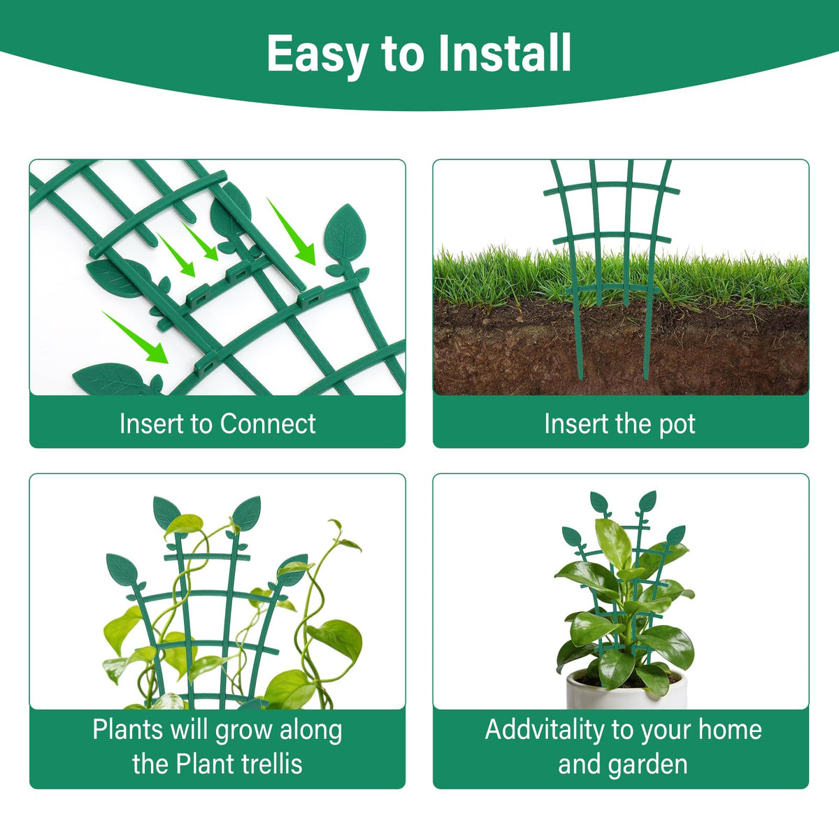 Ehpiern trellis indoor-outdoor versatility fits windowsill and patio planters.