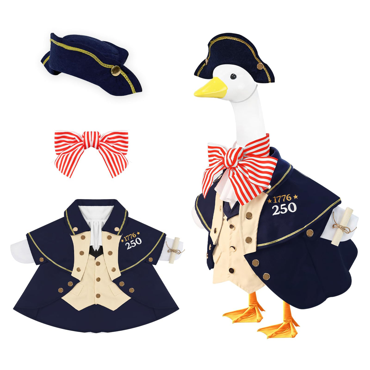 EHZYP 4th of July goose outfit with tricorn hat enhances porch decor.