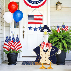 EHZYP patriotic goose costume with stripes adds festive yard charm.