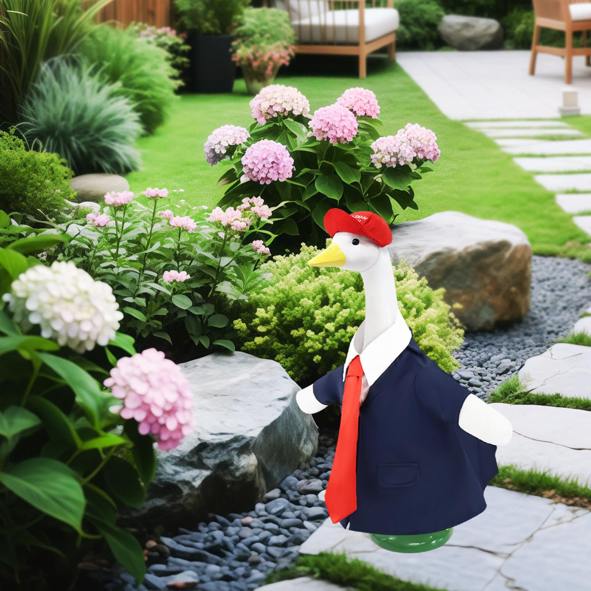 EHZYP red hat, blue suit, and red tie on a goose costume for simple setup.