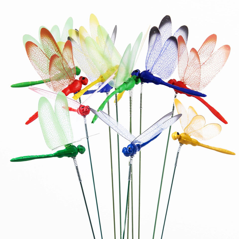Eiarrnp 3D Dragonfly Stake on garden lawn enhancing curb appeal