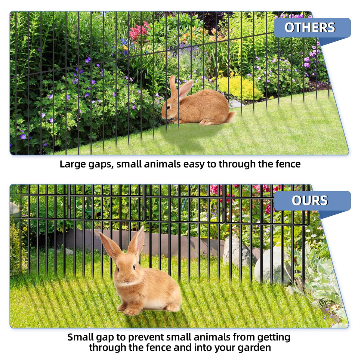 Eibikdi 27-foot garden border layout demonstrates scalable fencing around beds.
