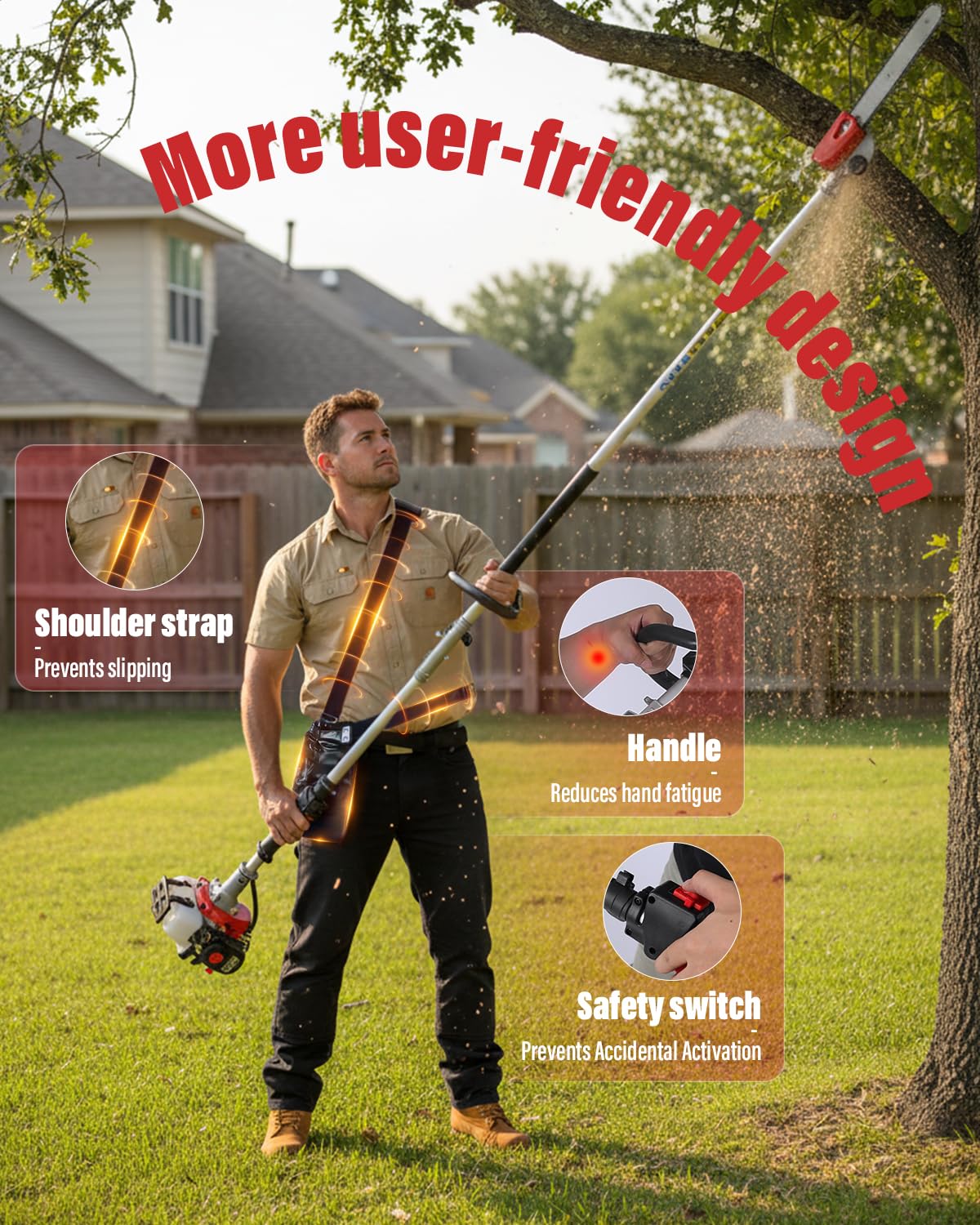 EIDOWA ergonomic anti-slip handle reduces fatigue during long jobs.