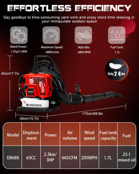 EIDOWA backpack blower ready for professional or home yard settings.