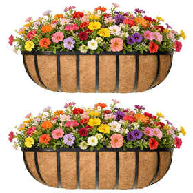 EIMQUVW 24-inch railing planter mounted on a balcony railing for herbs and flowers