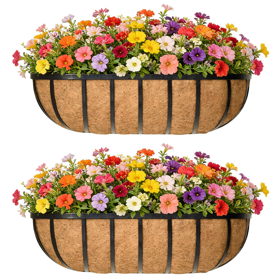EIMQUVW 24-inch railing planter mounted on a balcony railing for herbs and flowers