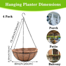 EIMQUVW black-coated hanging baskets resist rust while brightening porches.