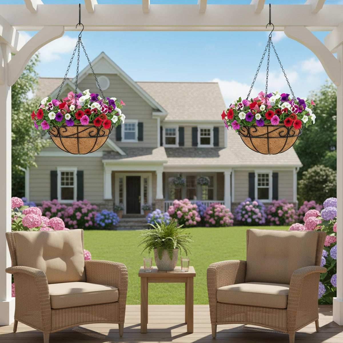 EIMQUVW country-style metal frame adds rustic porch appeal.