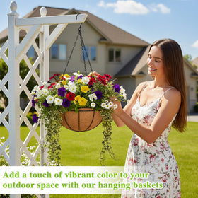 EIMQUVW porch and balcony garden decor with hanging planters