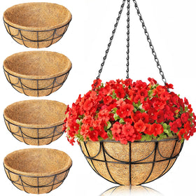 EINYEXW 12-inch wire hanging basket on an outdoor porch enhances greenery