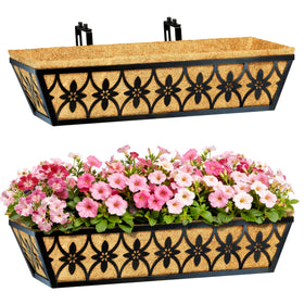 EINYEXW 24-inch window boxes with adjustable brackets for secure railing mounting.