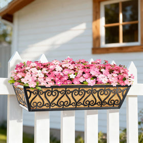 EINYEXW balcony garden setup with multiple planters on railing
