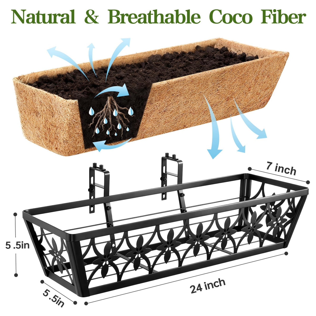 EINYEXW coco liners included for breathable drainage and healthier root conditions.