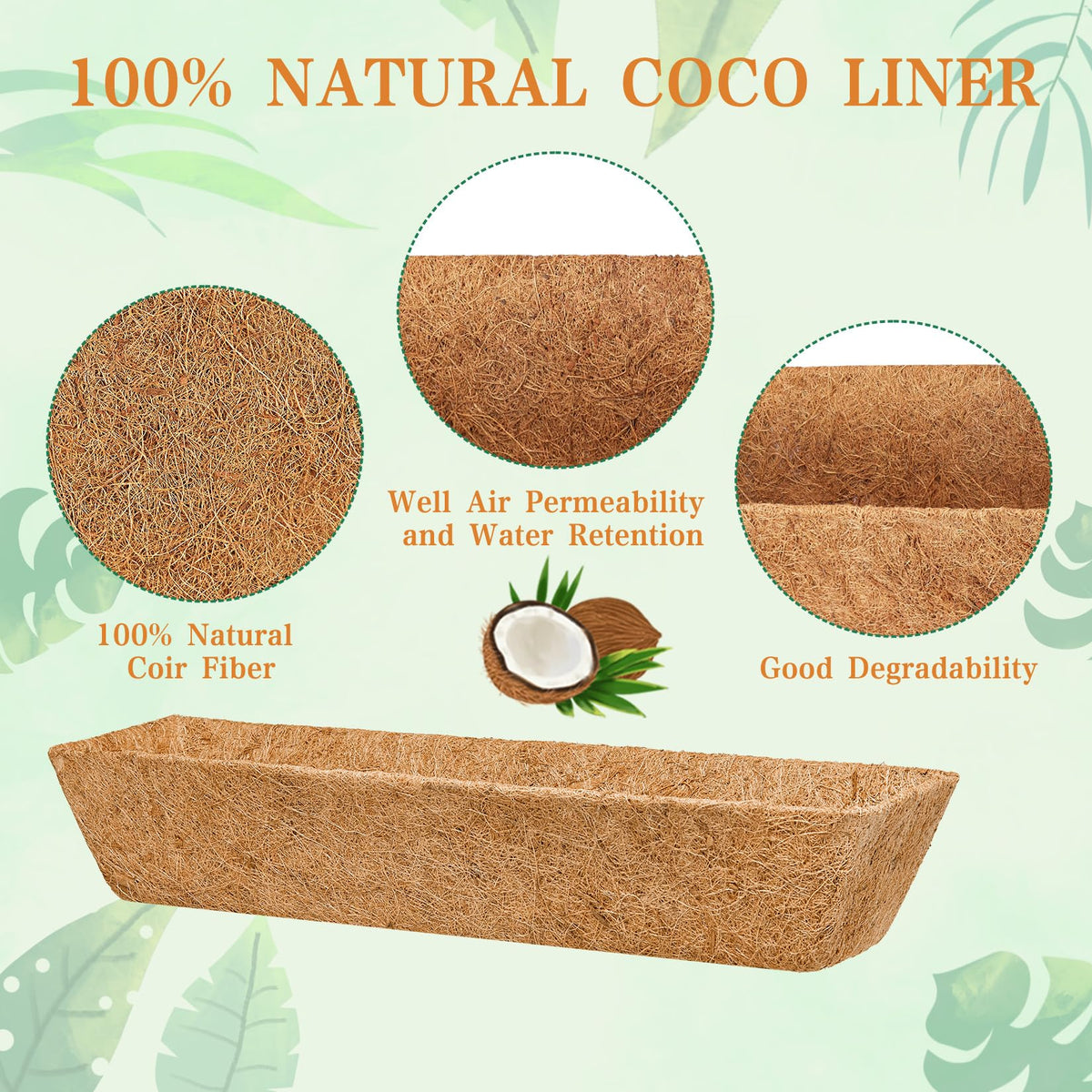 EINYEXW coconut-fiber liner delivers steady moisture release for less watering
