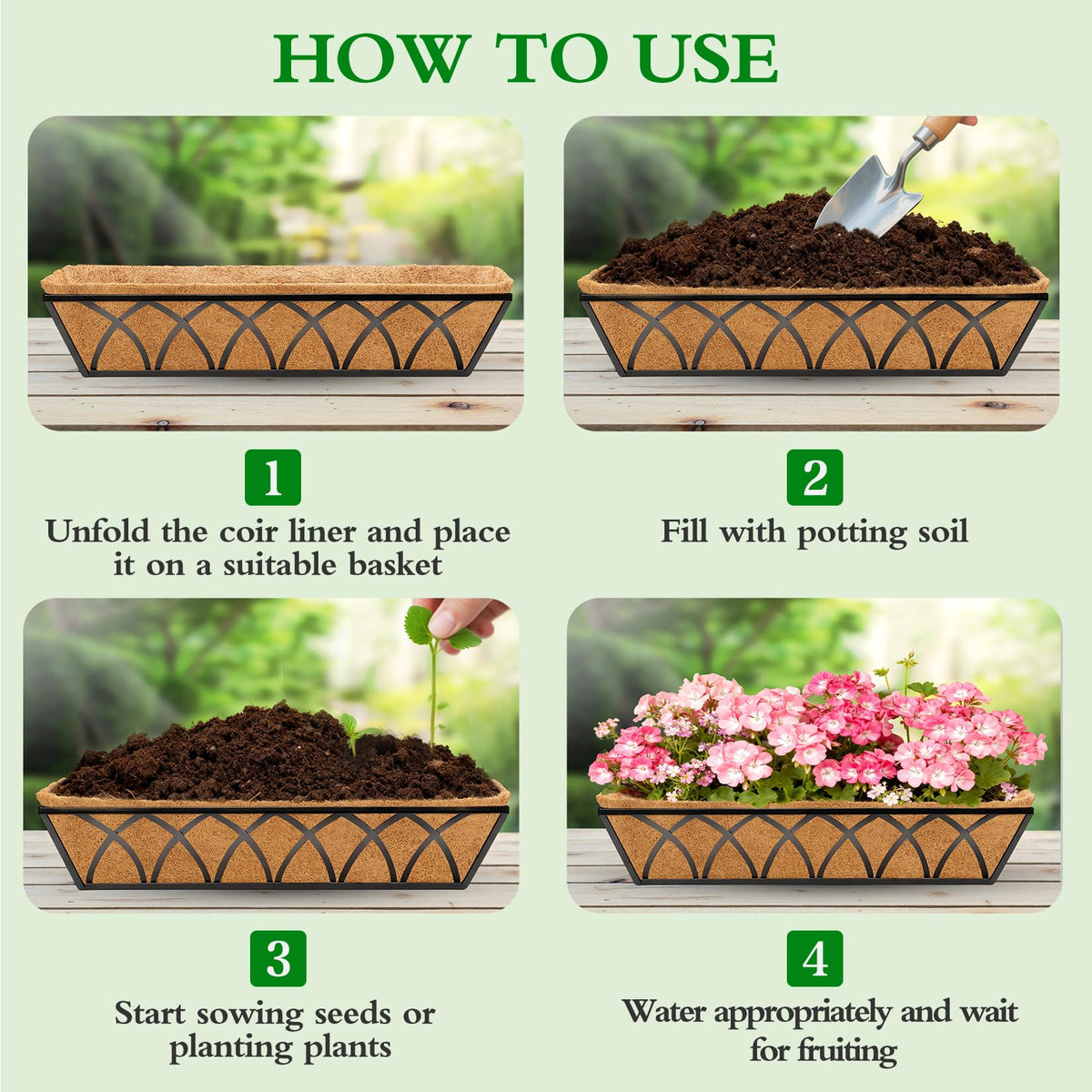 EINYEXW coconut liners fold flat for compact storage when unused