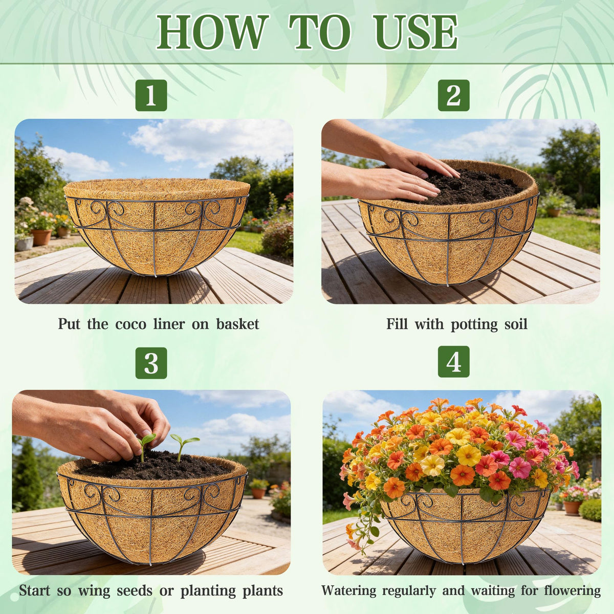 Hanging EINYEXW basket used on porch rail for versatile mounting