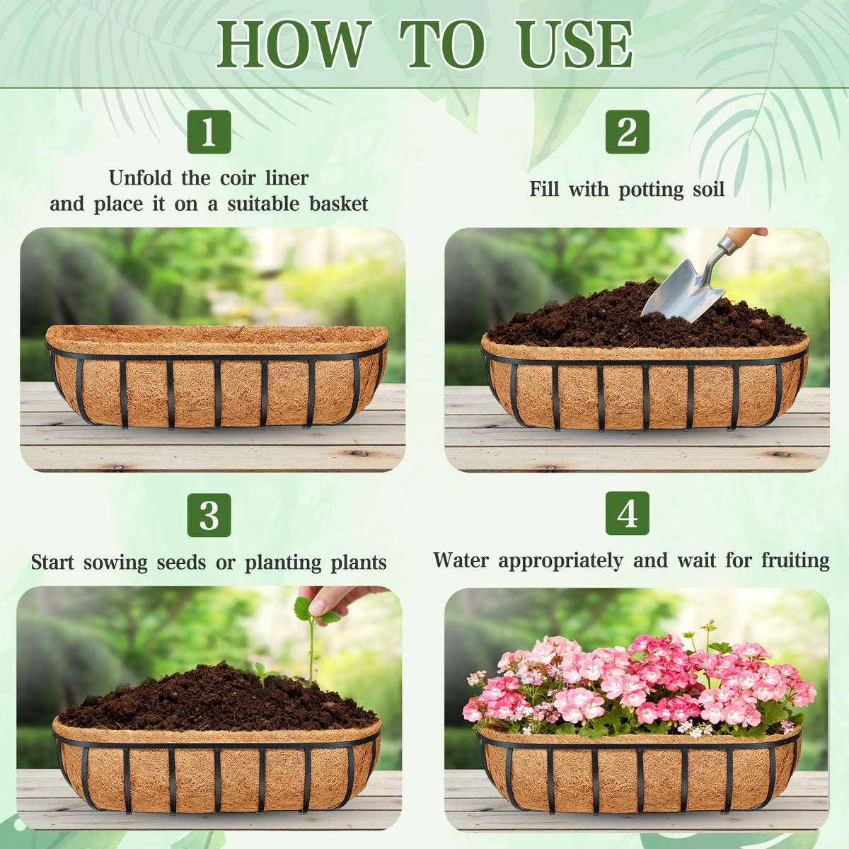 EINYEXW moisture-retention coconut liner offers easy storage and versatile indoor or outdoor use