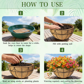 EINYEXW outdoor garden scene with coco liner enhances decor.