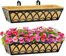 EINYEXW 24-inch railing planter box with geometric pattern adds modern style to balconies