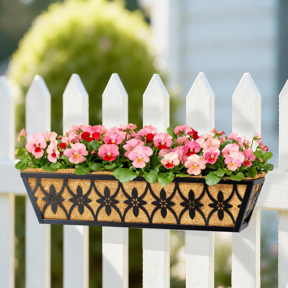 EINYEXW versatile railing planter suitable for petunias, geraniums, pansies, ivy.