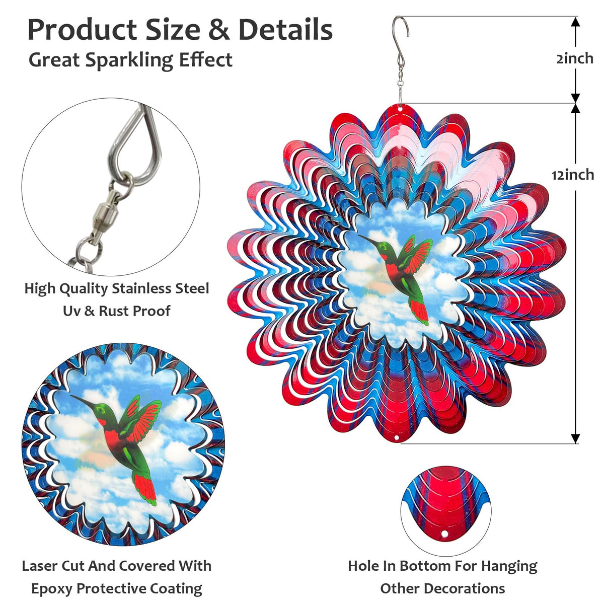 Eiryhope gift-ready hummingbird spinner for birthdays or housewarmings