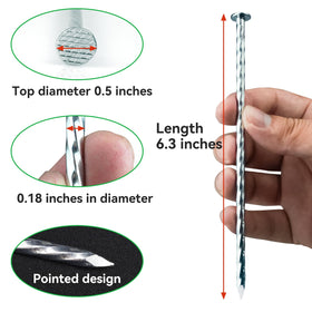 EISENSP spiral stake side profile demonstrates rugged galvanized steel for outdoor durability.