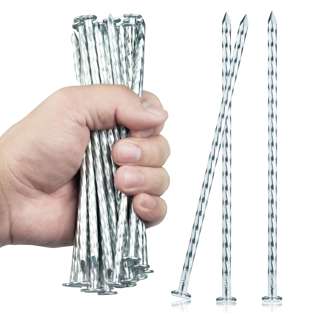 EISENSP 6.3-inch spiral stake top view anchors edging and weed barriers effectively.