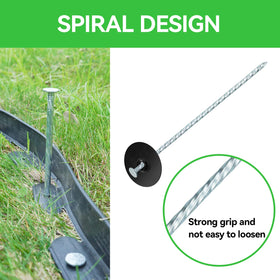 EISENSP spiral stake highlights wind resistance for weed barrier security.