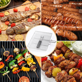 EISINLY versatile grill basket ideal for vegetables, fish, and kebabs on the grill