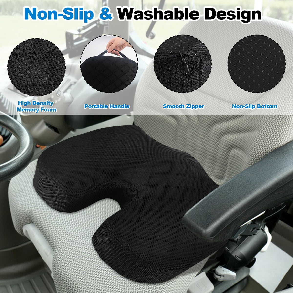Eiszhjk memory-foam tailbone support promotes better posture on the seat.