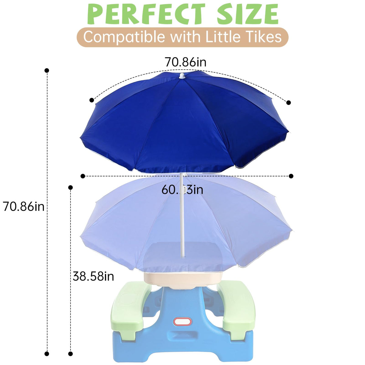Eiszhjk weather-resistant umbrella withstands sun and light rain in outdoor settings.