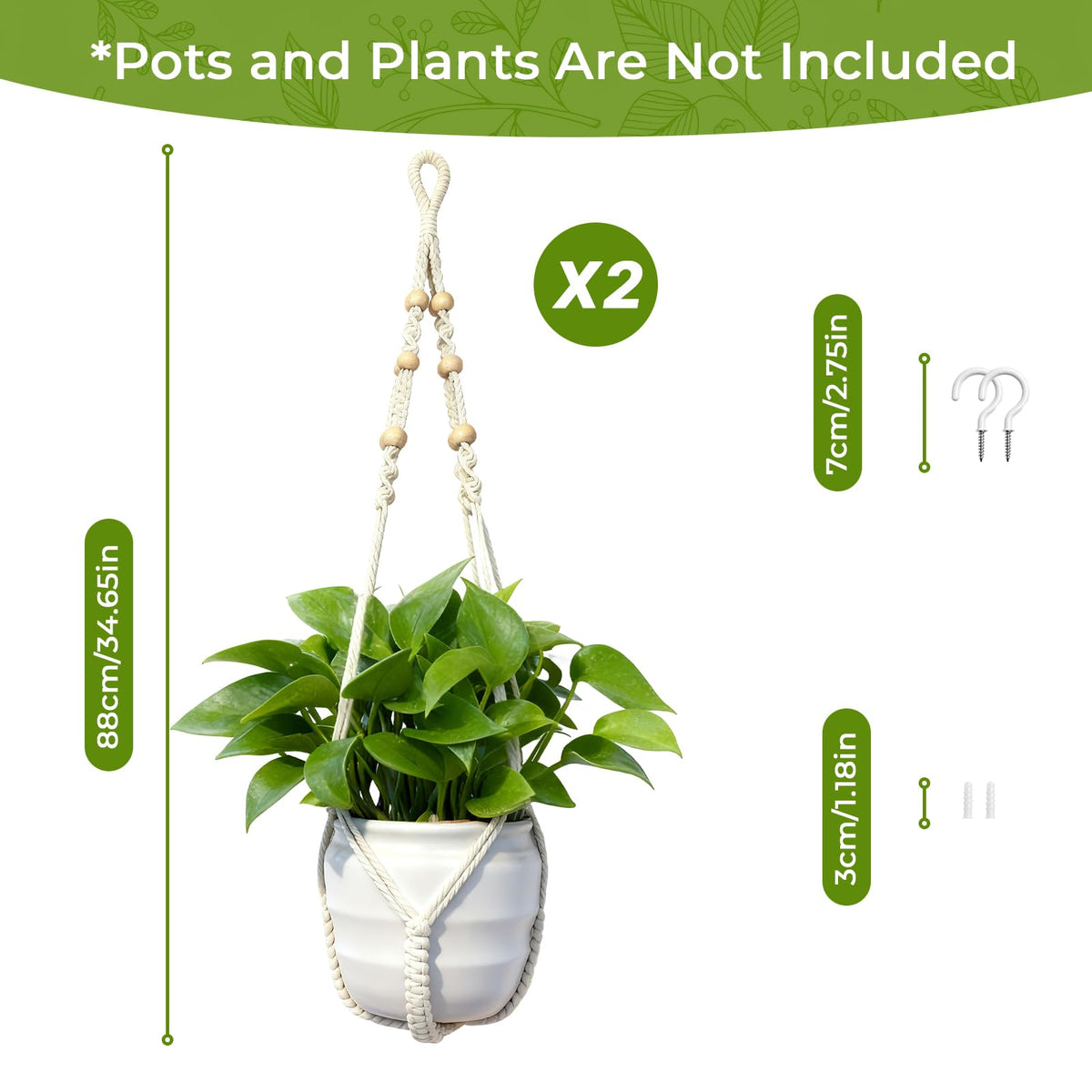 35-inch EJGIEGSO hanger length for larger pots.