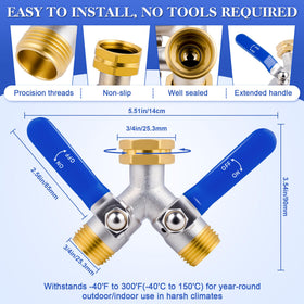 Brass garden hose splitter by EJW built to resist rust and corrosion
