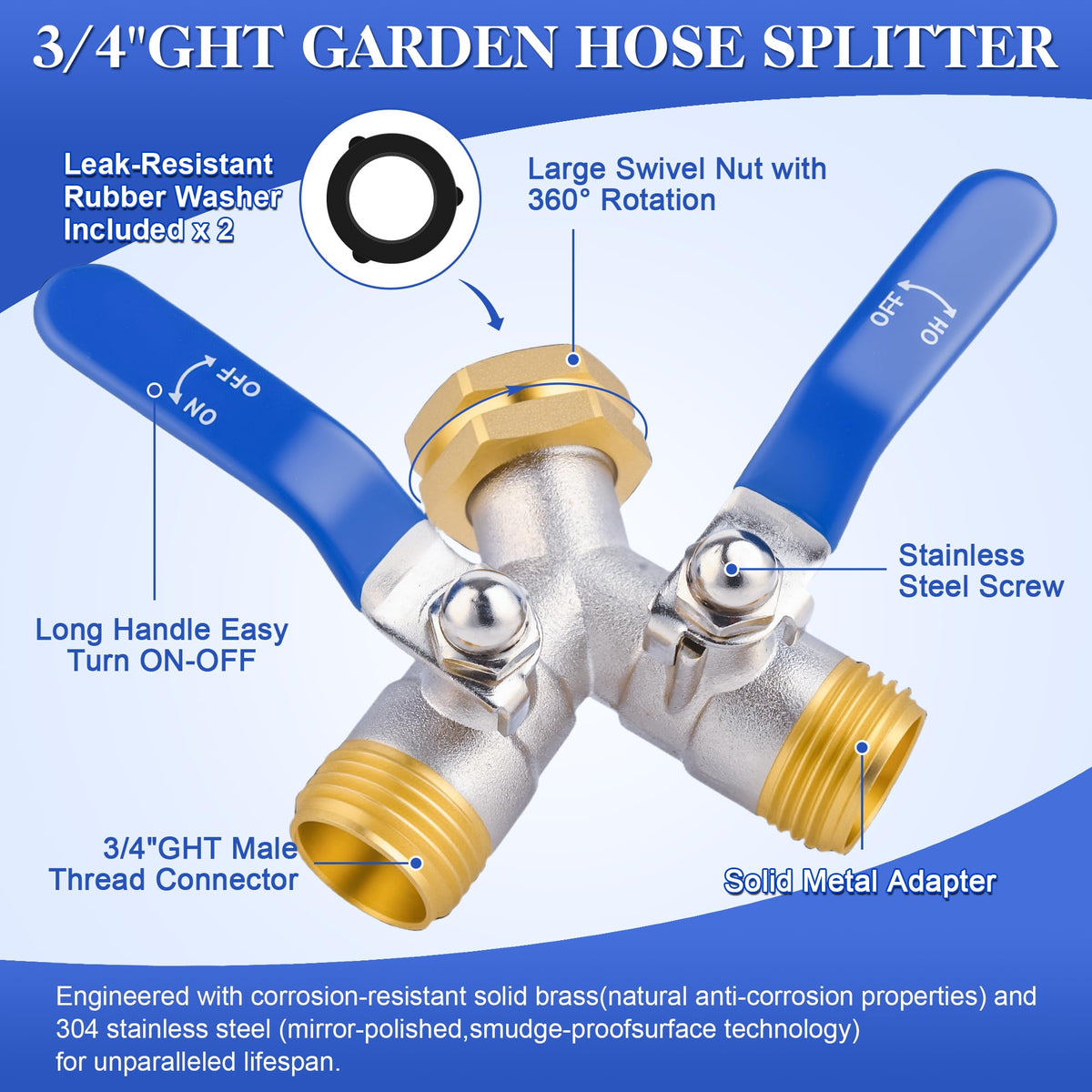 EJW two-way brass hose splitter showing double spouts